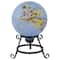 10" Blue Hand Painted Feather Design Glass Garden Gazing Ball